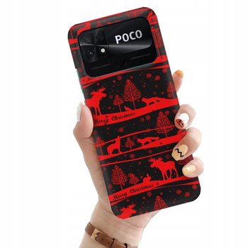 Etui Matowe CZARNY XIAOMI POCO C40 Zimowe Świąteczne Mikołaj Wiele Wzorów - Funnycase