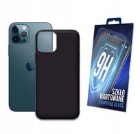 Etui Matowe Do Apple Iphone 12 / 12 Pro Czarny Matt Obudowa Plecki + Szkło