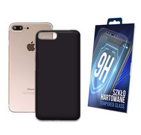 Etui Matowe Do Apple Iphone 7 Plus Czarny Matt Obudowa Plecki Case + Szkło