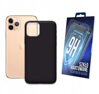Etui Matowe Do Iphone 12 Pro Max Czarny Matt Obudowa Plecki Case + Szkło 9H