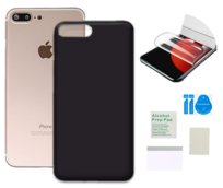 Etui matowe do IPHONE 7 PLUS 8 PLUS czarny case obudowa +folia ochronna TPU
