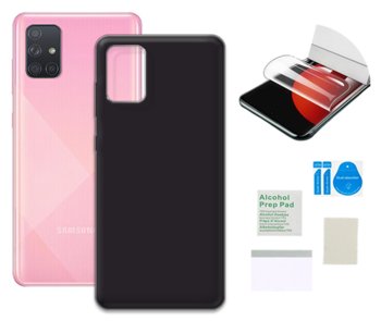 Etui matowe do SAMSUNG GALAXY A71 czarny obudowa + folia ochronna szkło TPU - Inny producent