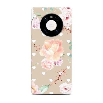 Etui na Huawei Mate 40 CASEGADGET Białe serca i róże - CaseGadget