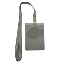 Etui na identyfikator z odpinaną szarą smyczą 150x105mm (5sztuk) PIONOWY