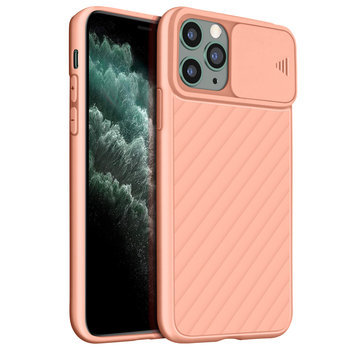 Etui na iPhone 11 Pro Max Protection Wykończenie prążkowane Wysuwana osłona aparatu w kolorze różowym - Avizar