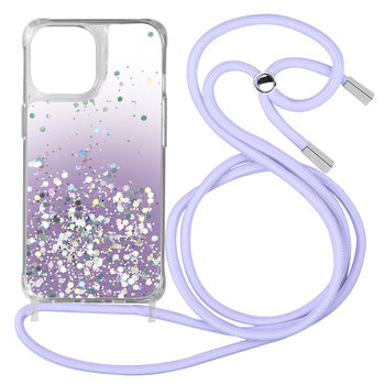 Etui na iPhone 11 Pro Sequined Back With Removable Strap - fioletowy gradient - Avizar