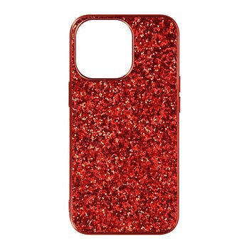 Etui na iPhone 13 Pro Rigid Glitter Design Relief Finish Antypoślizgowe czerwone - Avizar