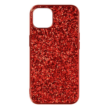 Etui na iPhone 13 Rigid Glitter Design Relief Finish Antypoślizgowe czerwone - Avizar