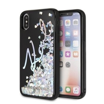 Etui na iPhone Xs/X KARL LAGERFELD Signature Glitter Case Iridescent Black - Karl Lagerfeld