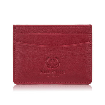 Etui na karty i wizytówki skórzane minimalistyczne praktyczne etui czerwone T-151-RD - Paolo Peruzzi