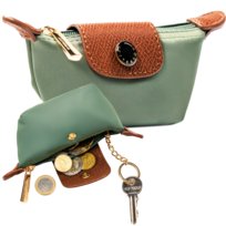 Etui na klucze PETERSON modne na suwak kółeczko na klucze portfelik damski zielone