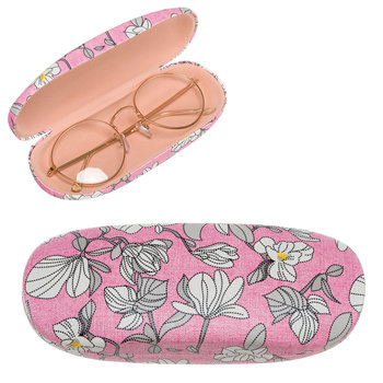 Etui na okulary damskie Cavaldi w kwiaty pokrowiec na okulary korekcyjne i przeciwsłoneczne, różnokolorowy różowy - 4U CAVALDI