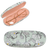 Etui na okulary damskie Cavaldi w kwiaty pokrowiec na okulary korekcyjne i przeciwsłoneczne, różnokolorowy zielony