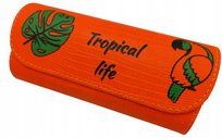 ETUI NA OKULARY DLA DZIECKA DZIECIĘCE HANDMADE NEONOWE TROPICAL LIFE PAPUGA