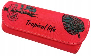 ETUI NA OKULARY DLA DZIECKA HANDMADE NEONOWE RÓŻOWE TROPICAL LIFE KAMELEON - Manelli