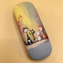 Etui na okulary solidne twarde pokrowiec BOHO ART koty KOLOROWE KOTKI welur Inna marka