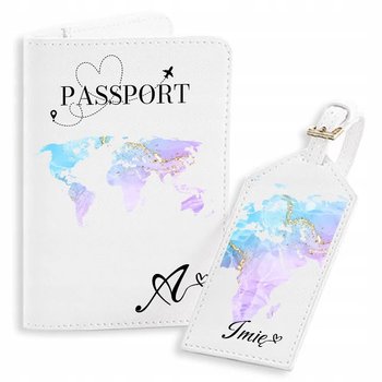 Etui Na Paszport Dokumenty Mapa Świata Imię Wzory - brak  danych
