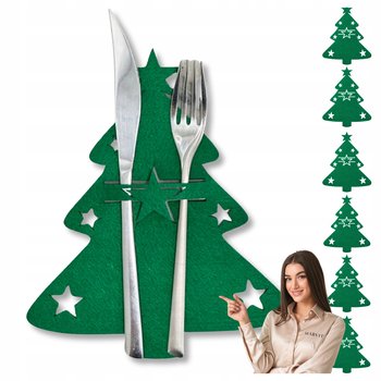 Etui Na Sztućce Świąteczna Dekoracja Choinka Zielone Zestaw 6 Sztuk - Iteams4now