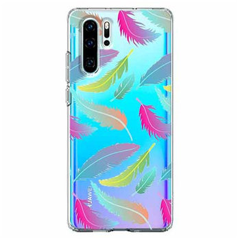 Etui na telefon Huawei P30 Pro, Tęczowe piórka  - EtuiStudio