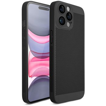 Etui na telefon Moozy VentiGuard na iPhone'a 14 Pro, 6,1 cala, Oddychające etui na iPhone'a 14 Pro z perforowanym wzorem zapewniającym cyrkulację powietrza, Twarde etui na iPhone'a 14 Pro, Czarne - MOOZY