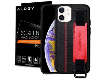 Etui obudowa Alogy Leather Case do Apple iPhone 12 Mini 5.4 Czarne + Szkło - Alogy