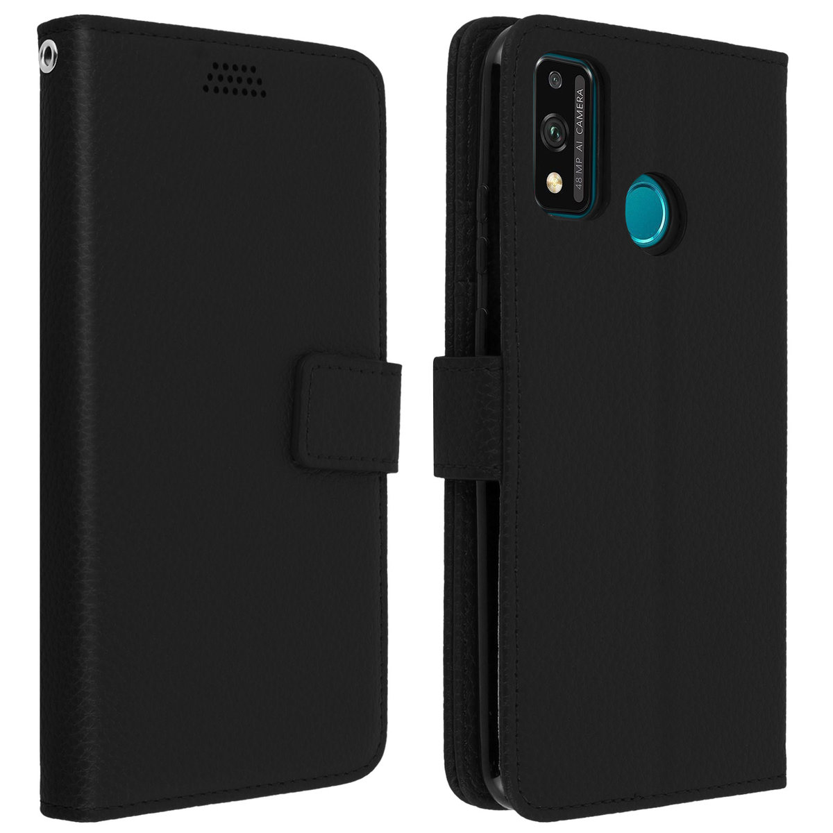 Housse Honor 9X Lite, Bleu Étui à Rabat Portefeuille Cuir Souple