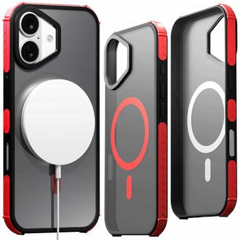 Etui Pancerne Do Apple Iphone 16 (Bumper, Czerwona Ramka, Magsafe, Matowe) - Hello Case