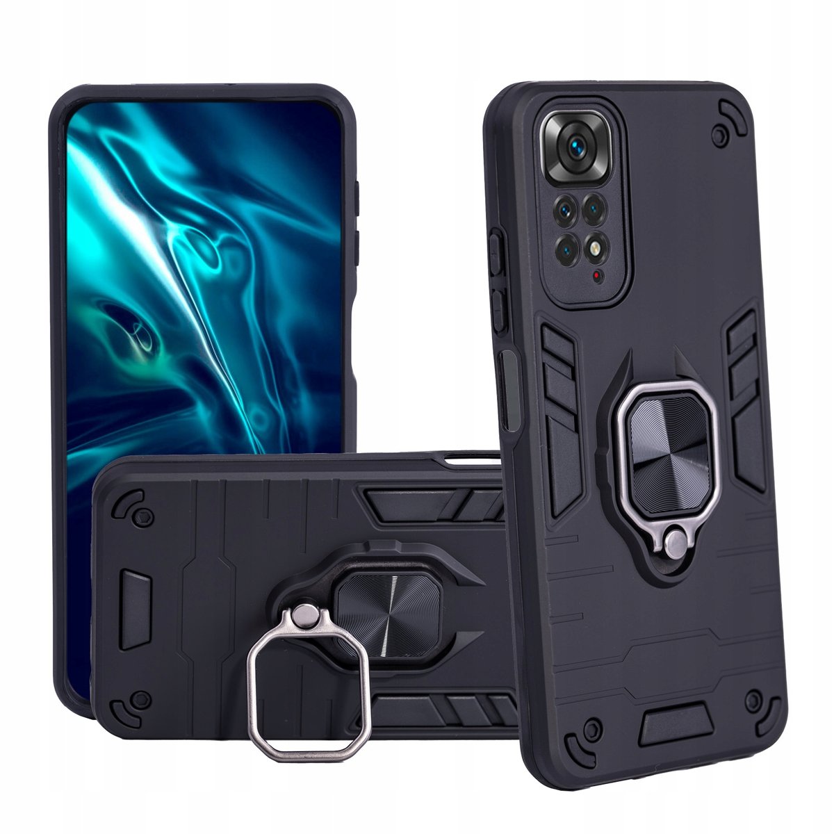 Etui Pancerne Do Xiaomi Redmi Note 11 4g Czarne Obudowa Armor Holder Ring Hello Case Sklep 