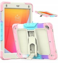 Etui Pancerne iPad 9.7 z podstawką i paskiem różowo niebieskie