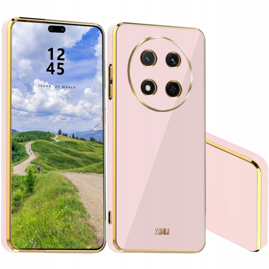 RankOne Custodia Portafoglio In Pelle Con Motivo Rosa Per HONOR Magic5 Lite 5G - Flip Case Con Porta Carte E Supporto - Oro Rosa