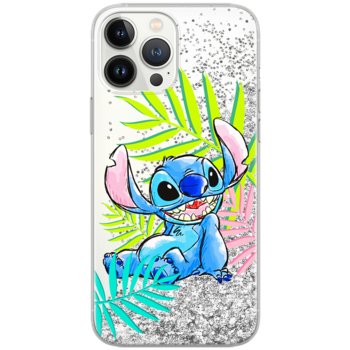 Etui płynny brokat do Apple IPHONE 13 MINI Disney: Stich 008 oryginalne i oficjalnie licencjonowane, Srebrny - ERT Group