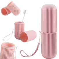 Etui pojemnik podróżny na szczoteczkę i pastę do zębów organizer różowy