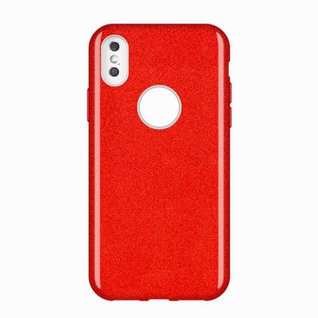 Etui pokrowiec z brokatem, iPhone XS Max, czerwony - Wozinsky