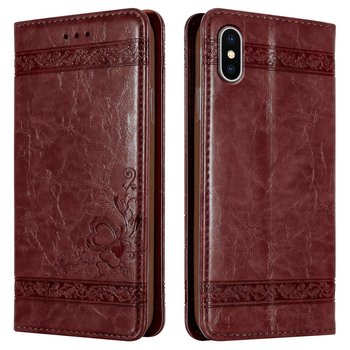 Etui Portfel Do Apple iPhone X / XS Pokrowiec w Ciemno Czerwony Portfel Etui Ochronny Case Cover Obudowa Cadorabo - Cadorabo