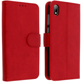 Etui-portfel z klapką, etui magnetyczne z podstawką do Huawei Y5 2019 – czerwone - Avizar