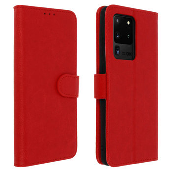 Etui-portfel z klapką, etui magnetyczne z podstawką do Samsunga Galaxy S20 Ultra – czerwone - Avizar