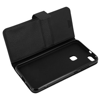 Etui-portfel z klapką, smukłe etui do Huawei P10 Lite, silikonowa obudowa – czarne - Avizar
