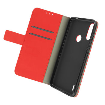 Etui-portfel z klapką, wąska obudowa Motorola Moto E7i Power , silikonowa obudowa – czerwona - Avizar
