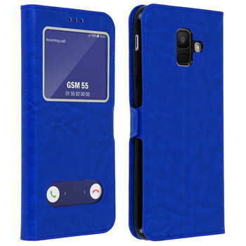 Etui Samsung Galaxy A6 z podwójnym okienkiem Podstawka wideo w kolorze niebieskim - Avizar