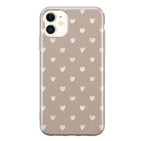 Etui silikonowe z nadrukiem Apple iPhone 11 Serduszka beż