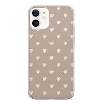 Etui silikonowe z nadrukiem Apple iPhone 12 Serduszka beż
