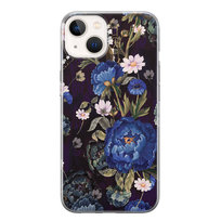 Etui silikonowe z nadrukiem Apple iPhone 13 Niebieskie piwonie