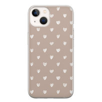 Etui silikonowe z nadrukiem Apple iPhone 14 Serduszka beż