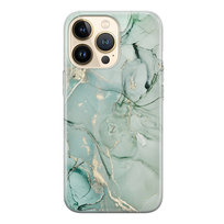 Etui silikonowe z nadrukiem Apple iPhone 15 Pro Marmur pistacja golden