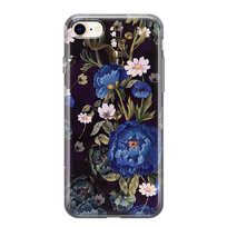 Etui silikonowe z nadrukiem Apple iPhone 8 Niebieskie piwonie