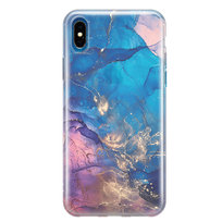 Etui silikonowe z nadrukiem Apple iPhone X Niebieski marmur golden