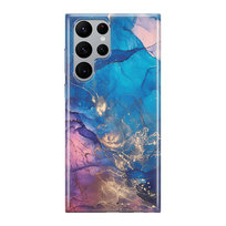 Etui silikonowe z nadrukiem Samsung Galaxy S24 Ultra Niebieski marmur golden