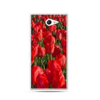 Etui Sony Xperia M2, czerwone tulipany - EtuiStudio