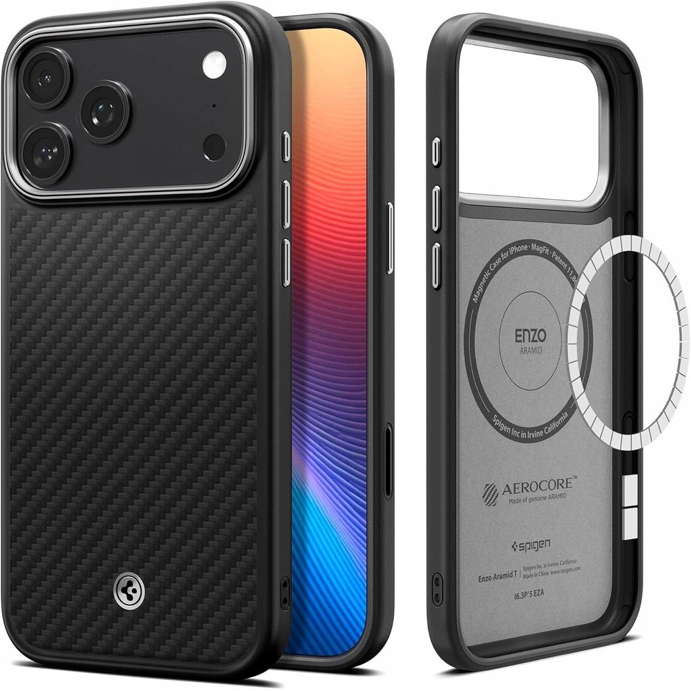 Spigen Enzo Aramid T MagFit Hoesje Voor IPhone 17 Pro Max – 1500D Kevlar, Dun, Schokbestendig, Met Camerabediening 2025