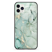Etui szklane Apple iPhone 13 Pro Marmur pistacja golden